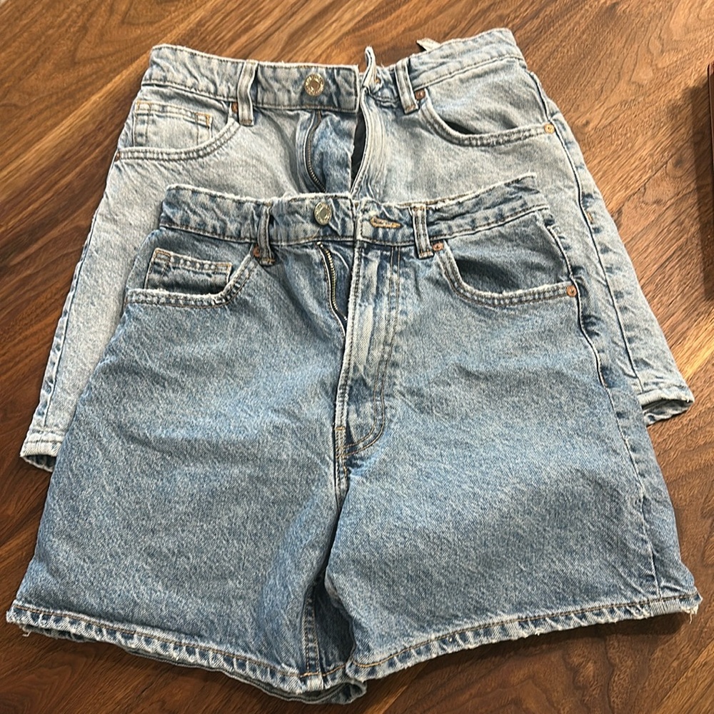 2 pairs Zara denim shorts